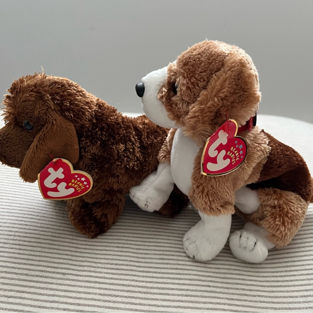 Ty Plush Dogs in Brown and White